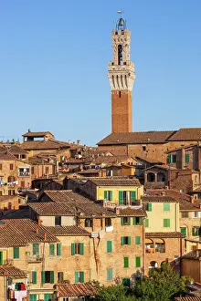 Siena Town Prints: Italy, Tuscany, Siena town, Torre del Mangia tower