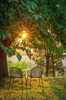 Backlight Prints: Italy, Tuscany. Sunset in the Agriturismo Pieve Sprenna near to Buonconvento