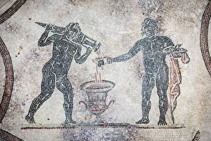 Italy, Umbria, Perugia, Spello, Villa of Mosaics, Mosaic representing the Summer in the triclinium