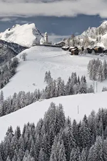 Belluno District Prints: Italy, Veneto, Dolomites, Colle di Santa Lucia in the snow