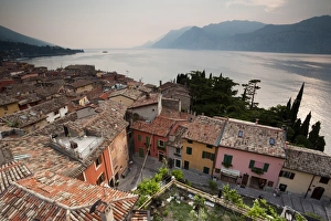 Italy, Veneto, Lake District, Lake Garda, Malcesine, town view from Castello Scaligero castle