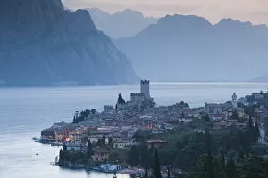 Images Dated 29th September 2009: Italy, Veneto, Lake District, Lake Garda, Malcesine, aerial town view