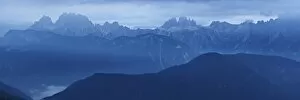 Italy, Veneto, Tre Cime di Lavaredo, Cadini and Paterno Mountain views from Agudo Mount