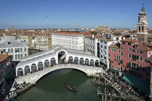 Images Dated 17th May 2022: Italy, Veneto, Venice, Aerial view of Grand Canal and Rialto Bridge