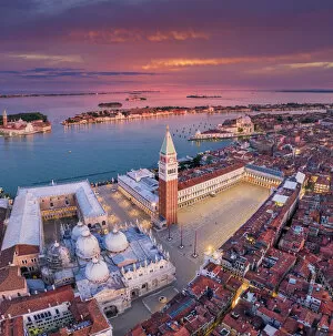 Venice Collection: Italy, Veneto, Venice, Aerial view of St Marks square