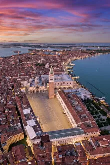 Italy, Veneto, Venice, Aerial view of St Mark's square