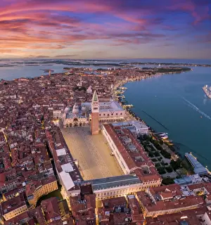 Rooftop Prints: Italy, Veneto, Venice, Aerial view of St Marks square