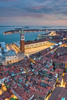 Italy, Veneto, Venice, Aerial view of St Marks square and city centre