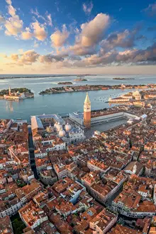 Italy, Veneto, Venice, Aerial view of St Marks square and city centre