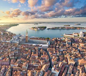 Italy, Veneto, Venice, Aerial view of St Marks square and city centre