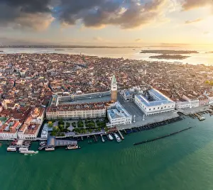 Italy, Veneto, Venice, Aerial view of St Marks square and city centre