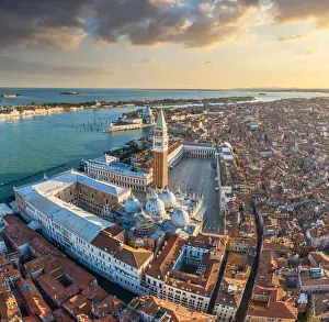 Earth From Above Prints: Italy, Veneto, Venice, Aerial view of St Marks square and city centre