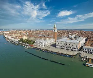 Venice Prints: Italy, Veneto, Venice, Aerial view of St Marks square and city centre