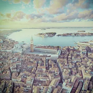 Rooftop Prints: Italy, Veneto, Venice, Aerial view of St Marks square and city centre