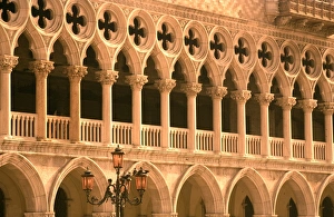 Italy, Veneto, Venice; Arches on the Palazzo Ducale, one of the main icons of Venice