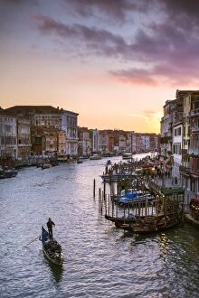 Images Dated 18th November 2014: Italy, Veneto, Venice. Grand canal at sunset from Rialto bridge