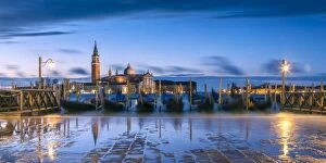 Gondola Collection: Italy, Veneto, Venice. High tide coming to Riva degli Schiavoni at dawn