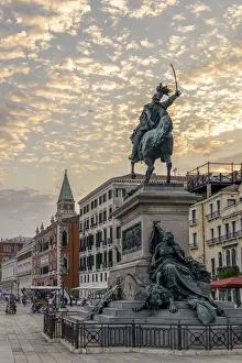 Historic Center Prints: Italy, Veneto, Venice, the Monument to Vittorio Emanuele II located in Riva degli Schiavoni
