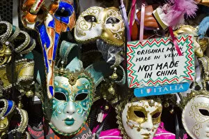 Italy, Veneto, Venice, Venetian masks for sale