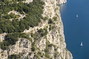 Italy. Veneto. Verona district. Lake Garda. Riva del Garda. Lake and Ponale trial