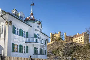 Hohenschwangau Prints: Jaegerhaus and Hohenschwangau Castle, Schwangau, Allgaeu, Bavaria, Germany