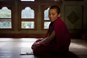 Images Dated 2nd February 2010: Jakar, Bhutan. Monks at the Jakar Dzong in Bhutan