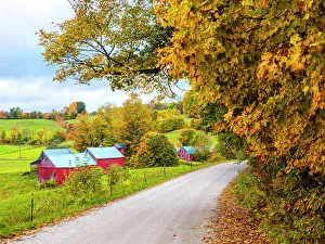 Woodstock Prints: Janne Farm in Autumn, Woodstock Vermont, New England, USA