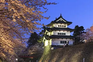 Images Dated 26th May 2017: Japan, Aomori Prefecture, Hirosaki, Hirosaki Jo Castle and cherry trees