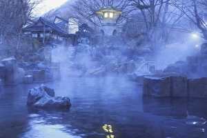 Images Dated 22nd April 2015: Japan, Gunma Prefecture, Takaragawa Onsen, outdoor hot springs along Takaragawa river