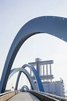 Images Dated 10th January 2013: Japan, Honshu, Aichi, Nagoya, Nagoya Port, Port Bridge and Nagoya Port Building