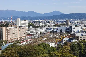 Japan, Honshu, Kanagawa Prefecture, Odawara, City Skyline View from Odawara Castle