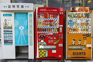 Japan, Honshu, Tokyo, Asakusa, Drinks Street Vending Machine and Photo Booth
