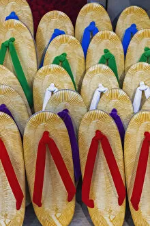 Japan, Honshu, Tokyo, Asakusa, Shoe Shop Display of Traditional Tabi Sandals