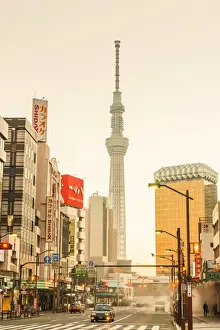 Street Scene Prints: Japan, Honshu, Tokyo, Asakusa, Street Scene and Tokyo Sky Tree