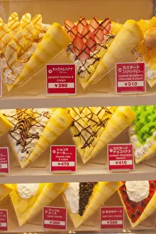 Japan, Honshu, Tokyo, Crepe Shop, Window Display of Plastic Food Japan, Honshu, Tokyo, Crepe Shop, Window Display of Plastic Food