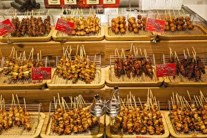 Japan, Honshu, Tokyo, Supermarket Display of Yakitori