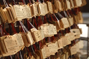 Images Dated 5th March 2012: Japan, Kanto Region, Tokyo, Yoyogi Park. Prayer tablets at the Meiji Shrine