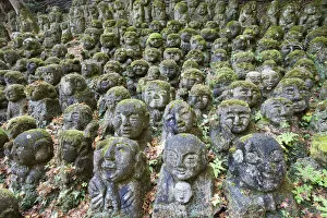 Images Dated 25th January 2011: Japan, Kyoto, Arashiyama, Otagi Nembutsu-ji Temple, Carved Stone Figures of Rakan
