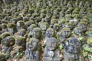 Japan, Kyoto, Arashiyama, Otagi Nembutsu-ji Temple, Carved Stone Figures of Rakan