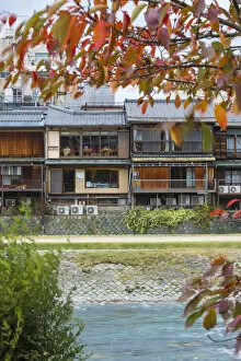 Honshu Island Gallery: Japan, Kyoto, Restaurants on banks of Kamo river