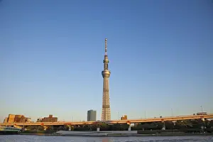 Japan, Tokyo, Asakusa, Sky Tree Tower and Sumida River, Architect Nikken Sekkei