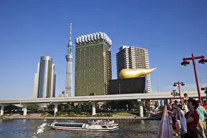 Asakusa Prints: Japan, Tokyo, Asakusa, Sumida River and Business Area Skyline