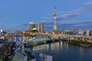 Images Dated 4th July 2017: Japan, Tokyo, city skyline and Skytree on the Sumida River