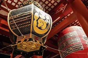 Lantern Prints: Japan, Tokyo, Giant lanterns at Senso-ji Temple, a popular tourist destination