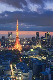 Japan, Tokyo, Tokyo Skyline and Tokyo Tower