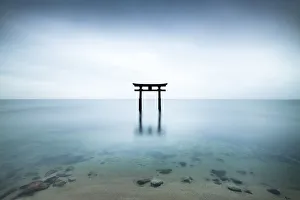 Japanese Torii Gate, Lake Biwa, Takashima, Shiga prefecture, Japan