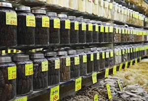 Sheung Wan Prints: Jars of dried sea cucumbers, Sheung Wan, Hong Kong, China