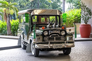 Taxi Prints: Jeepney outside The Peninsula Hotel, Makati, Manila, capital of The Philippines