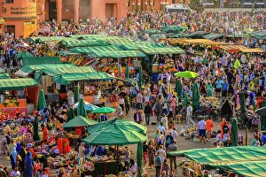 City Centre Prints: Jemaa el-Fnaa square and crowds during a festival, Marrakech, Morocco