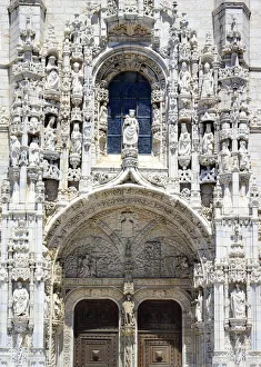 Manueline Prints: Jeronimos monastery (Hieronymites Monastery), South portal of Church of Santa Maria